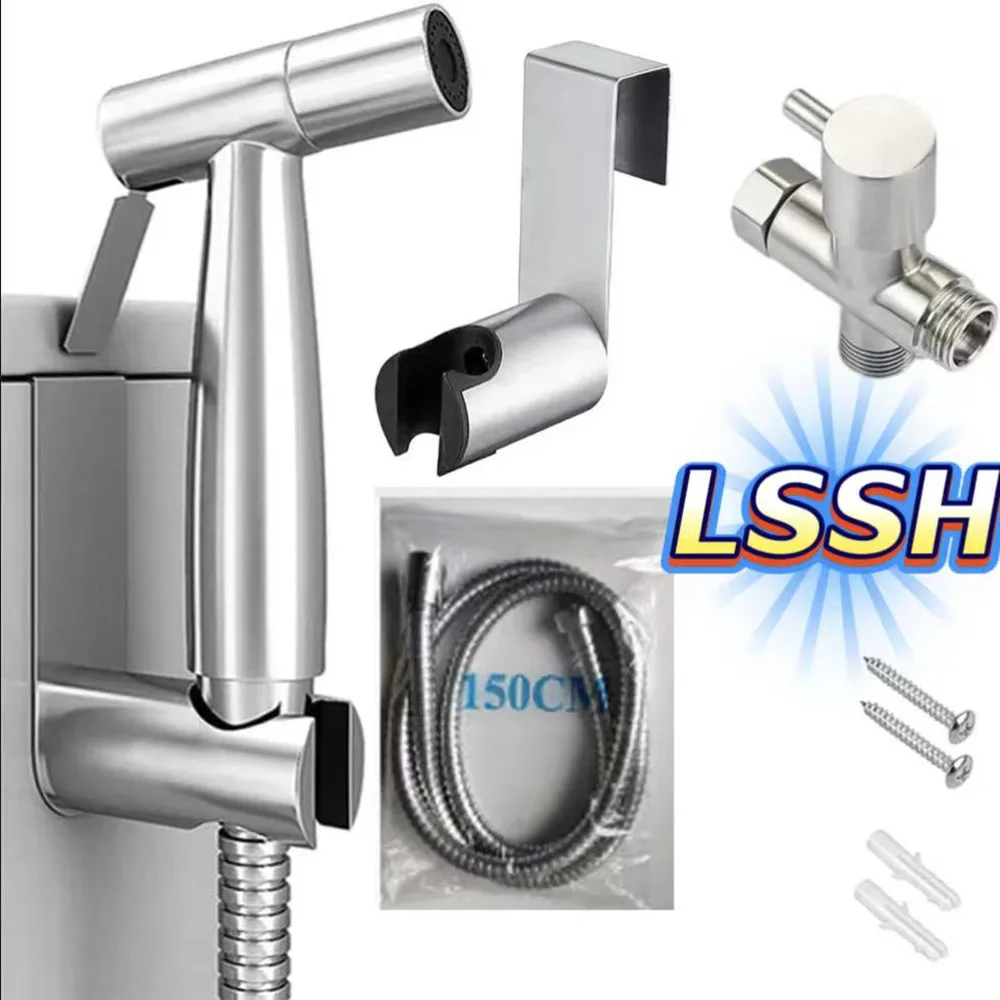 

LSSH Handheld Toilet Bidet Sprayer Set Kit Stainless Steel Hand Bidet faucet for Bathroom Hand Sprayer Shower Head Self Cleaning
