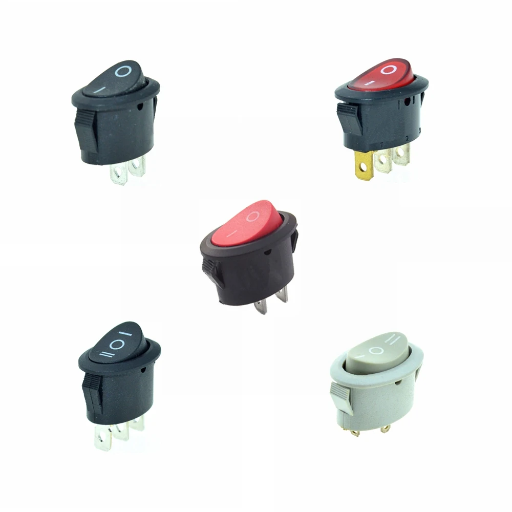 Red Black Button 2 Position 3 Position Oval Rocker Switches Boat Switch 2Pin 3Pin SPST SPDT ON/OFF ON/OFF/ON Mount 6A 250VAC