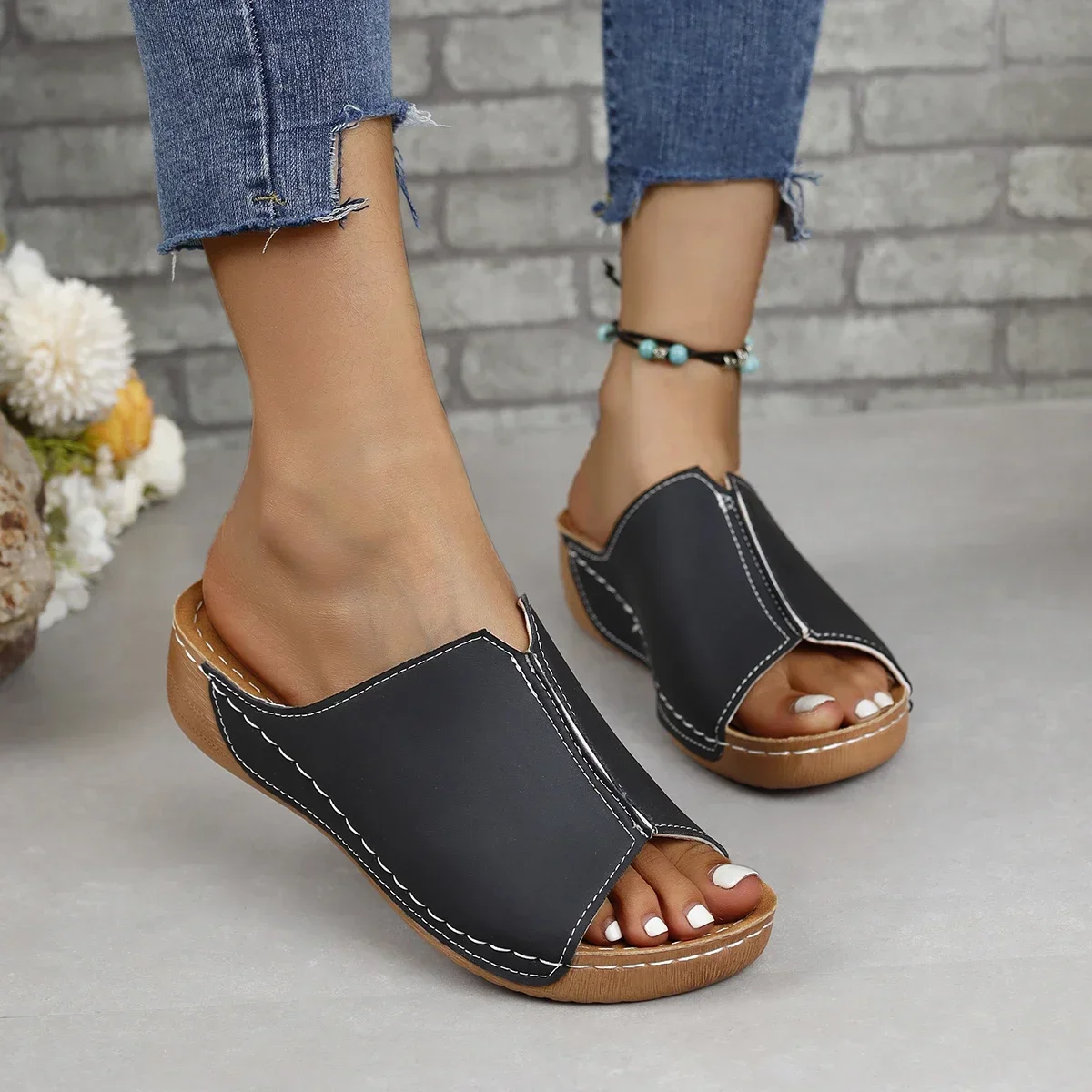 Women\'s Wedge Sandals New Open Toe  White Summer Fashion Breathable Comfortable Sandals Woman Buckle Female Footwear Woman Shoes