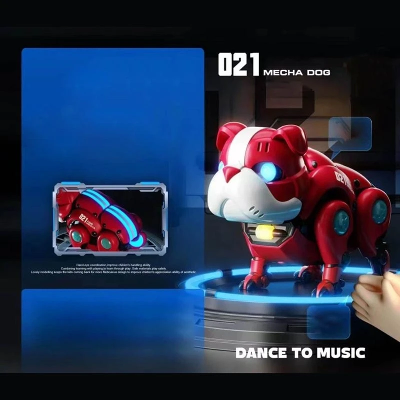 Brinquedo elétrico para cães com som e luz, brinquedo musical para crianças andando e dançando robô 15UB