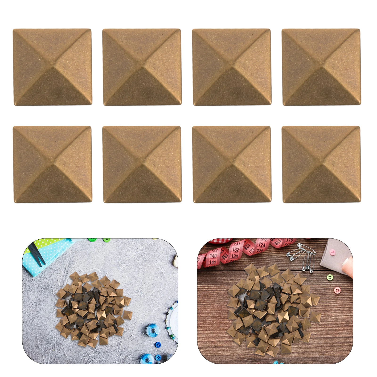 

100 Pcs Metal Copper Ironing Sheet Anti-wearing Studs Flat Back Spike Crafts Punk Rivet Pyramid Spikes