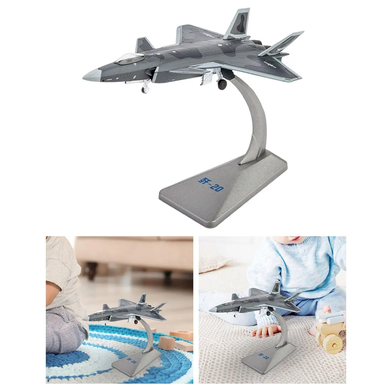 1/144 J20 Fighter Model Ornament Collection Plane for Shelf Home Living Room