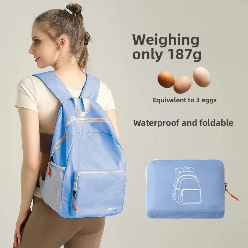 

Foldable Ultra-light Portable Double Shoulder Backpack for Work Travel Large Capacity Outdoor Bag Skin Sensation Thin Backpack