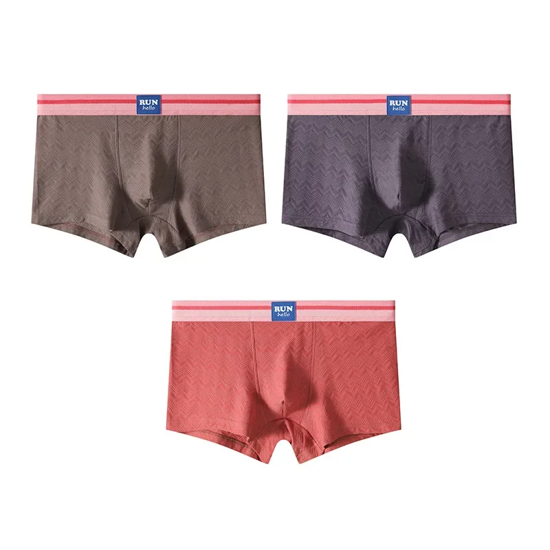 New Solid Color Mid-waist Cotton Men's Underwear Large Size Breathable Men's Boxers Underpants Bóxeres Шорты Мужские 3Pcs