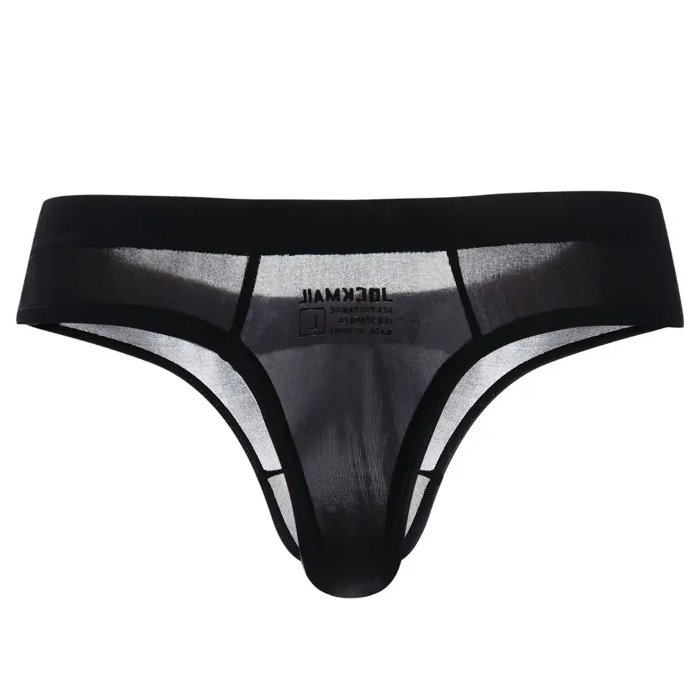 transparent thongs g strings sexy gay men underwear smooth ice silk briefs mens bikini see through t back thong tanga panties