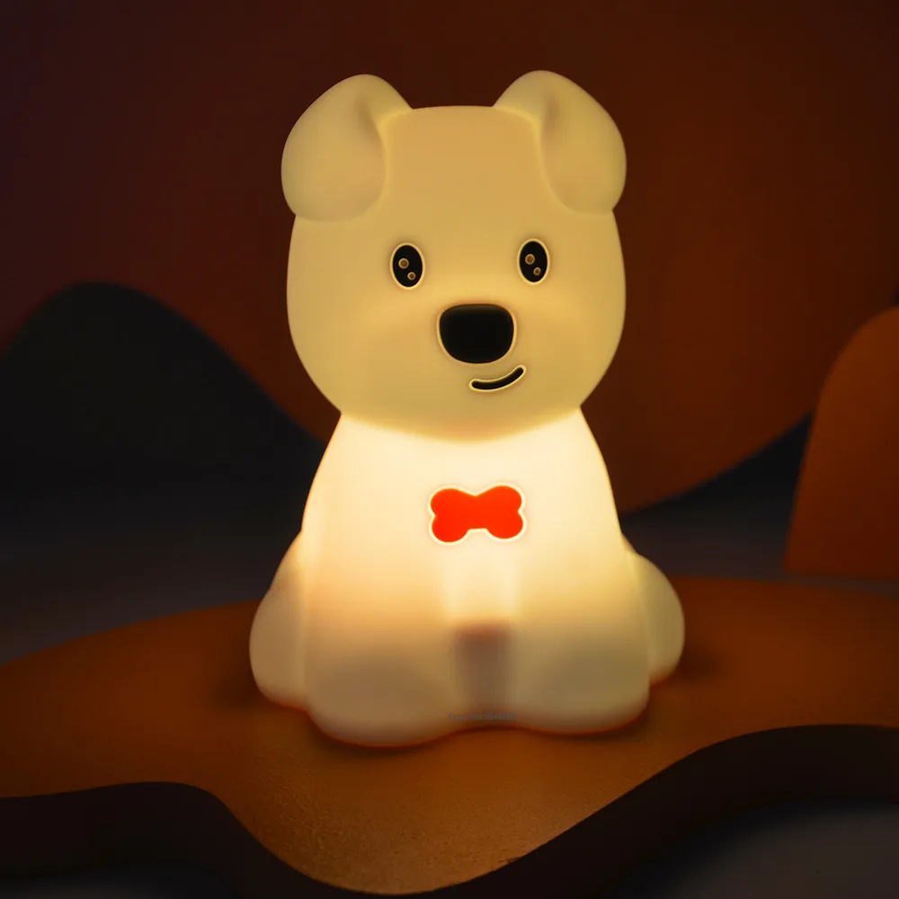 Veilleuse LED aste en silicone avec capteur tactile pour chien, télécommande, minuterie à intensité variable, lampe pour chiot, enfants, bébé, cadeau, 9 couleurs