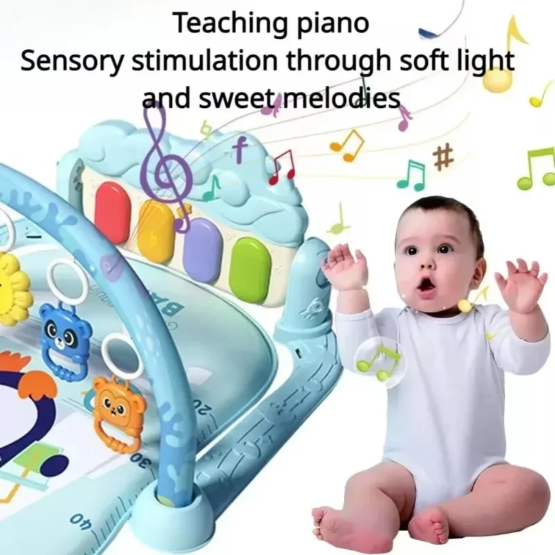 Baby Activity Gym Play Mat with Lights & Music Unicorn Bear Play Piano Gym Early Development Baby Kicking Toy for Newborn Infant