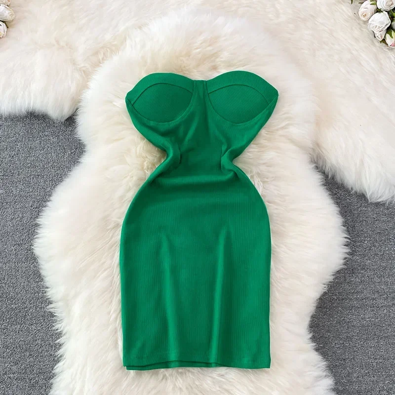 Off Shouler Strapless Tube Top Dress Sexy Bodycon Dresses Party Club Elegant Robe Birthday Vintage Slim Women Clothes Harajuku