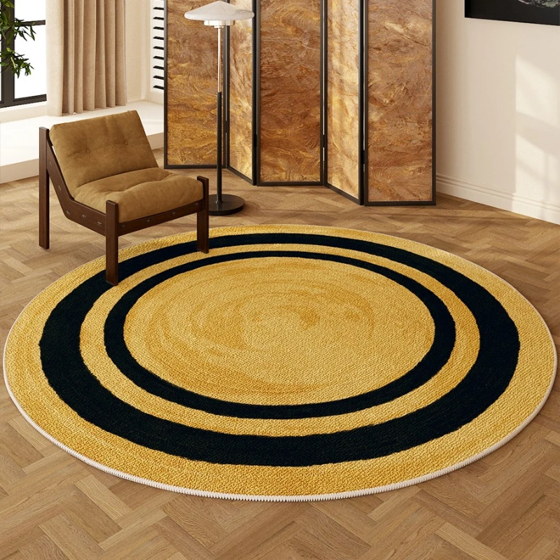 

Japanese Style Round Living Room Oversized Carpets Minimalist Striped Bedroom Carpet Black Home Dedicated Rug Plush Soft Rugs IG