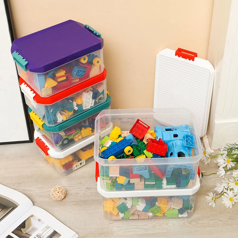 Bambini Building Block Storage Box Toys Organizer impilabile Block Case Container libri supporto stazionario articoli vari Snack Container
