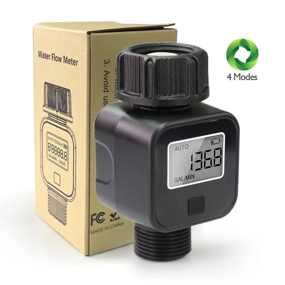 

Water Flow Meter with 3/4'' Thread Measure Gallon/Liter Consumption and Flow Rate for Outdoor Garden Hose Watering Sprinkler etc