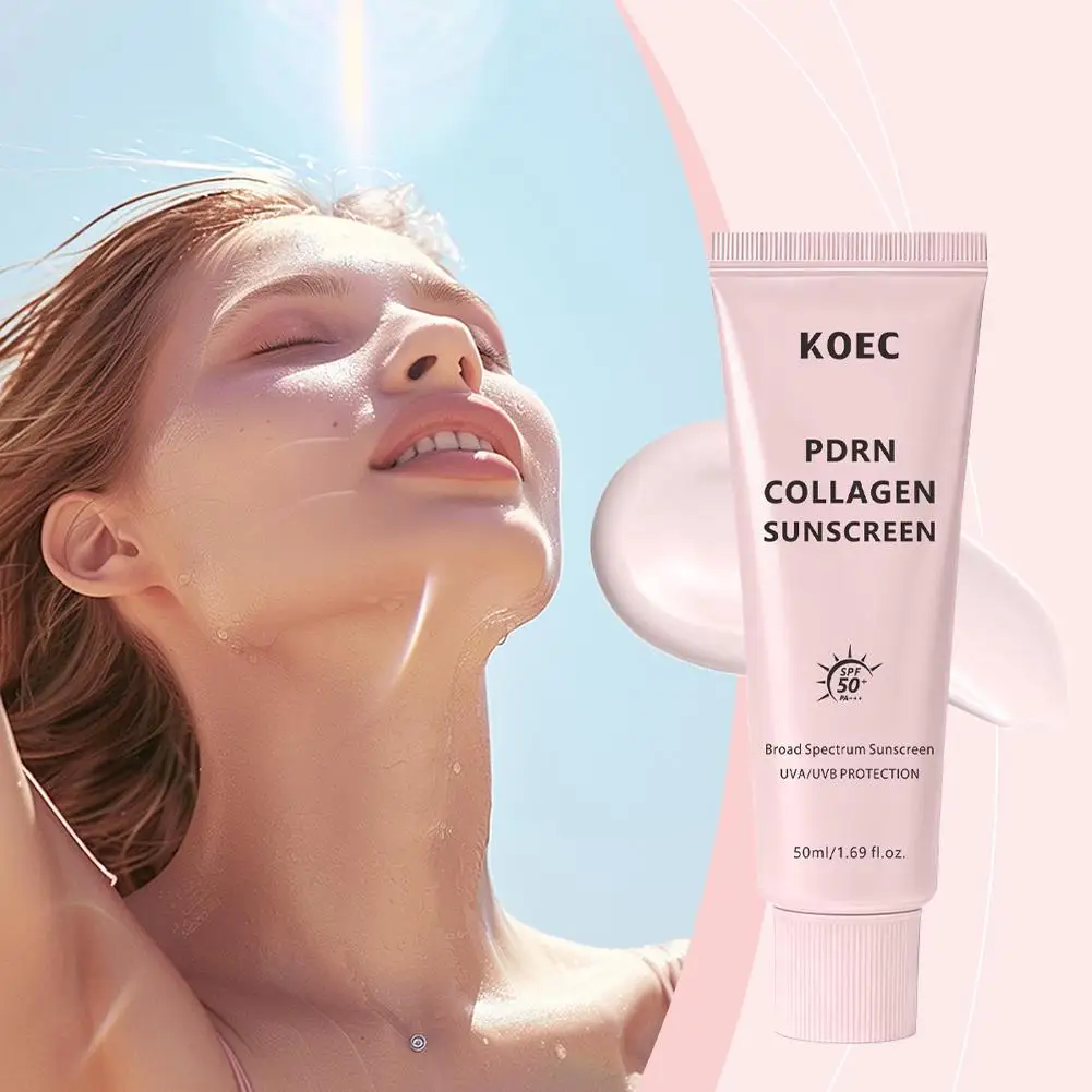 KOEC 50ml PDRN Sunscreen SPF50+ PA+++ Moisturizing Skin Repair Sun Lotion Lightweight UV Blocking Cream for All Skin Types