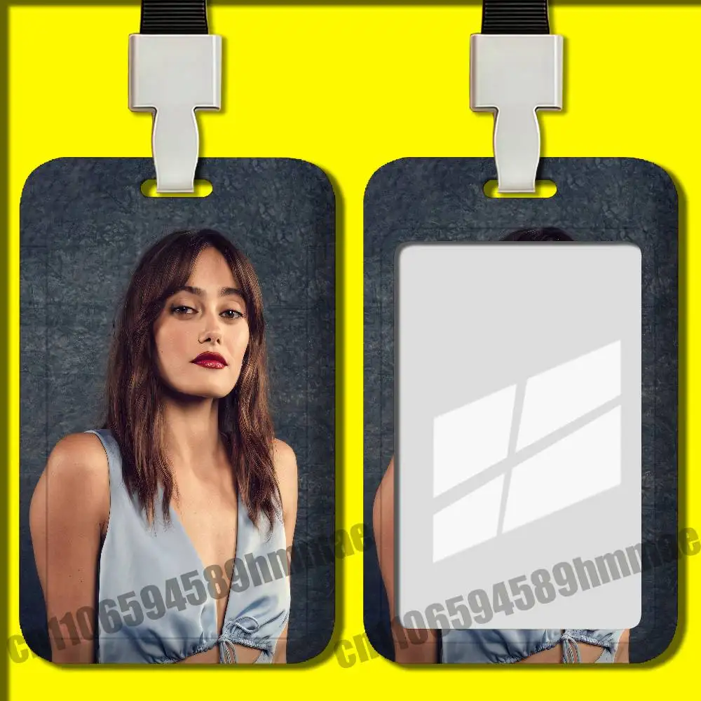 Office Badge Work Student Bank Credit Hard Holders Case Shell For Ella Purnell British Actress Employee ID Card Holder