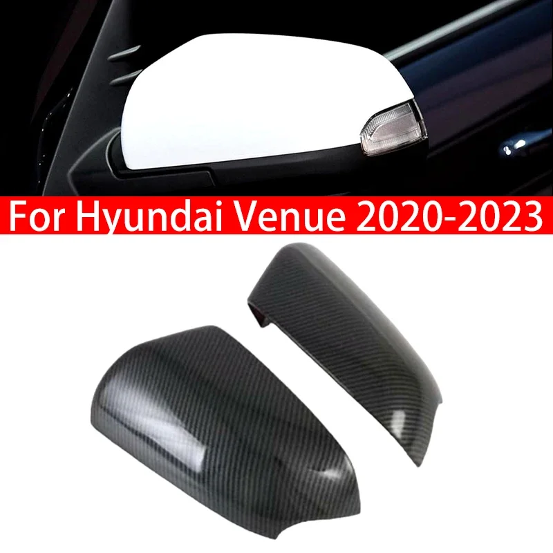 

For Hyundai Venue 2020-2023 Car Rearview Side Mirror Cover Wing Cap Exterior Sticker Door Rear View Case Trim Carbon Fiber Look