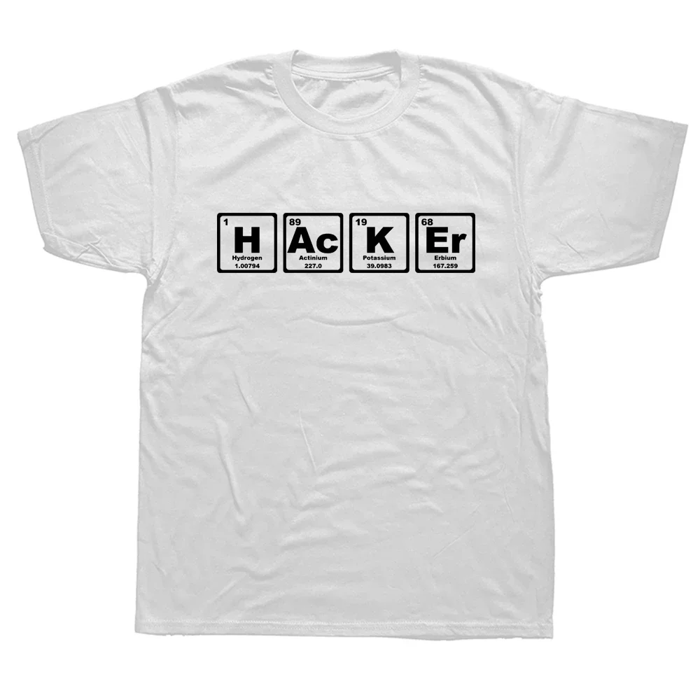 Hacker Periodic Table Security Professional Funny Programmer T-Shirt Short Sleeve Coder T Shirt Anime Graphic Tshirt Hip Hop