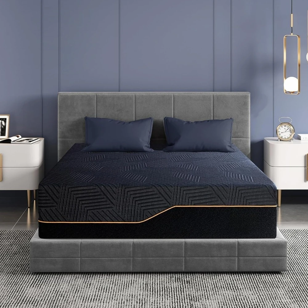 

Матрас из пены с эффектом памяти King Size 14 дюймов для сна на спине, охлаждающий, с медовым гелем, в коробке, пенополиуретан, произведено в США, CertiPUR-US
