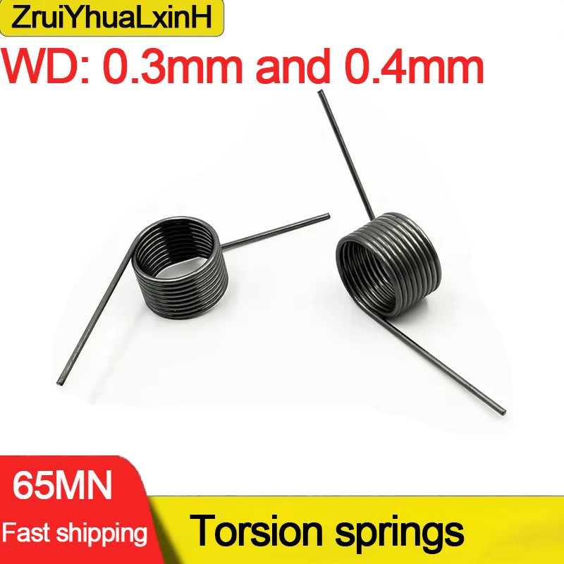 10Pcs/Lot Wire Diameter 0.3mm,0.4mm Torsional Spring，Outside diamet: 1.5-6mm Degree 60/90/120/180 Torsion Contacts V Type Spring