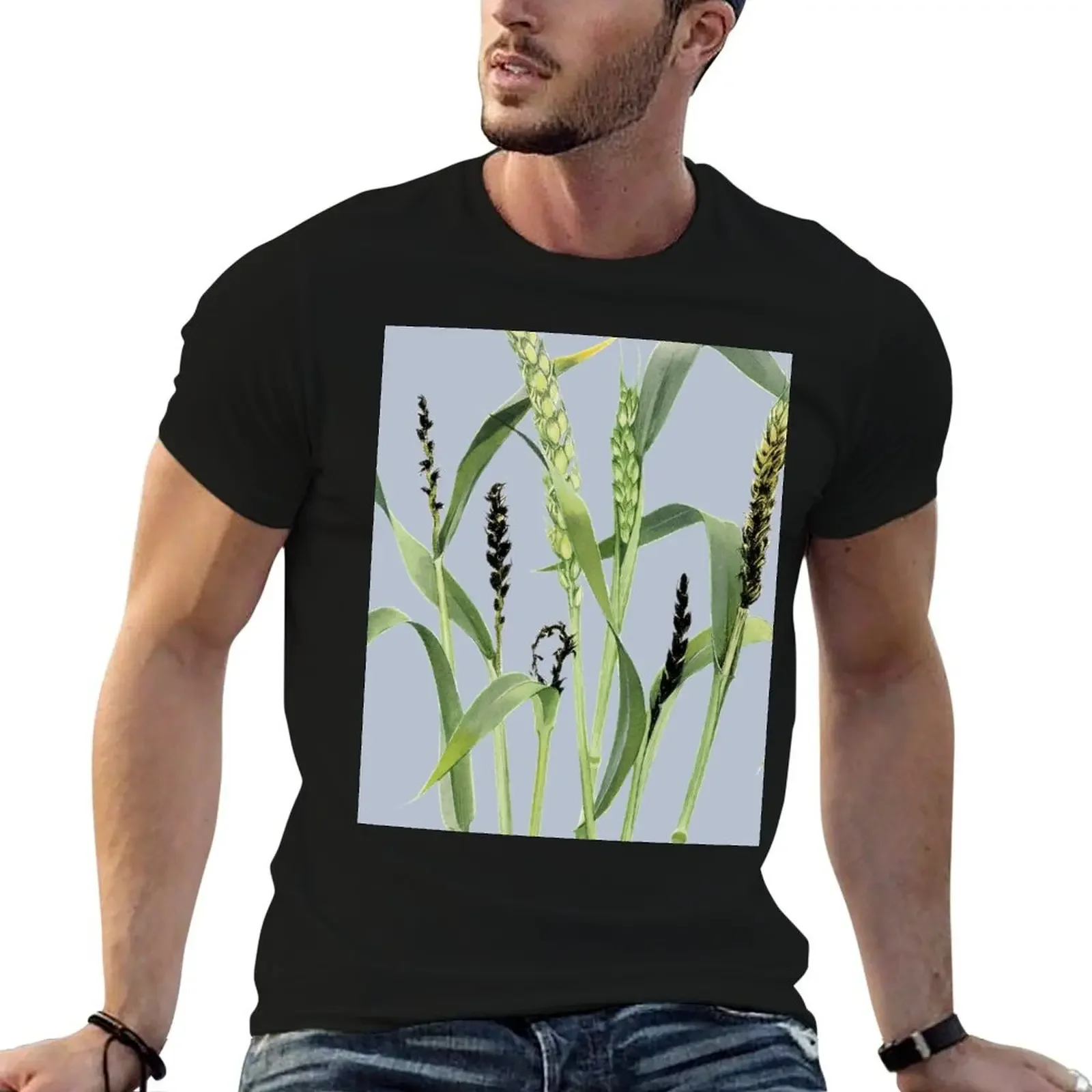 

Loose smut of wheat - cut away T-Shirt tops summer shirt plain graphic shirts mens clothing