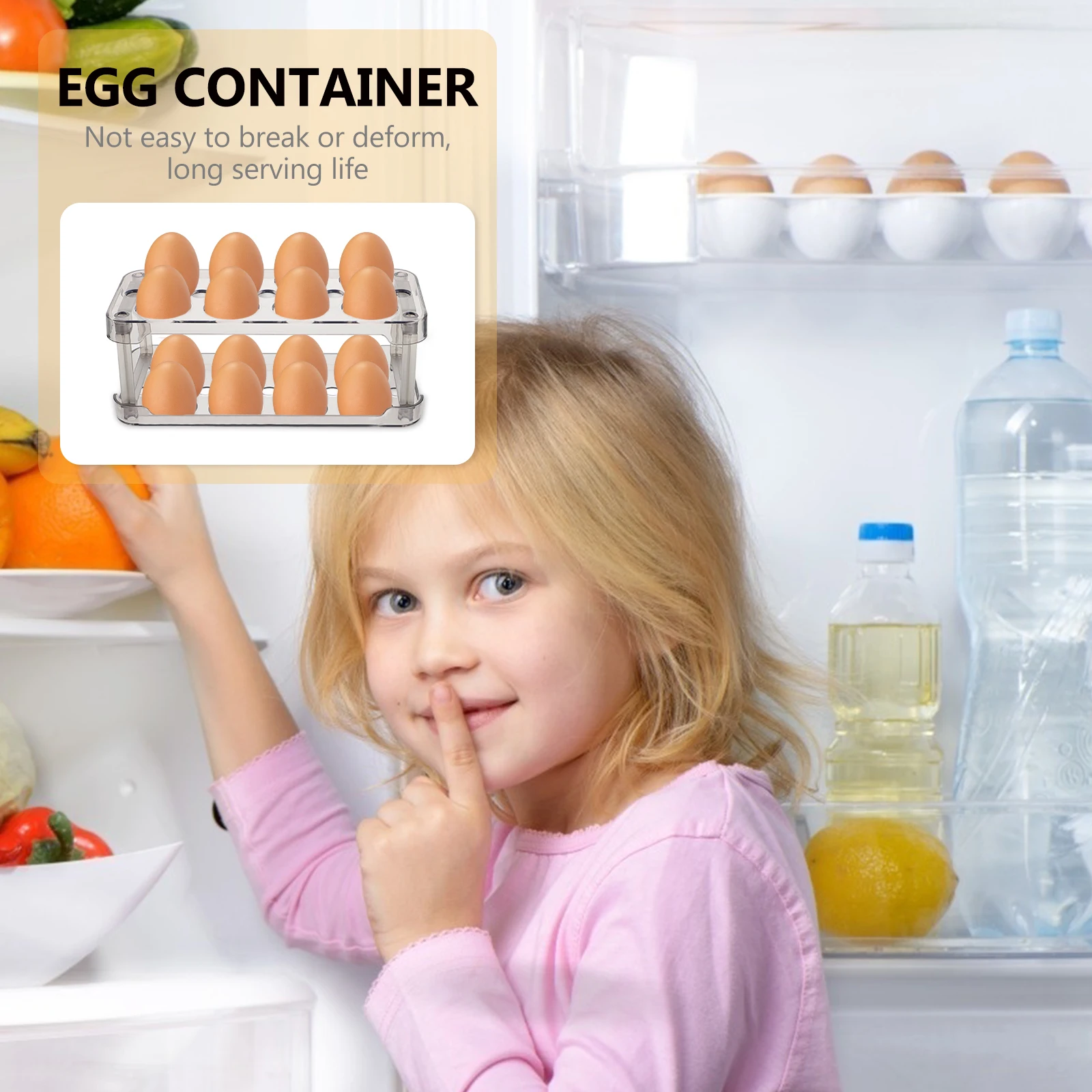 

Egg Storage Box Organizers Holder for Fridge Bin Refrigerator Rack Container Plate Plastic Double Layer