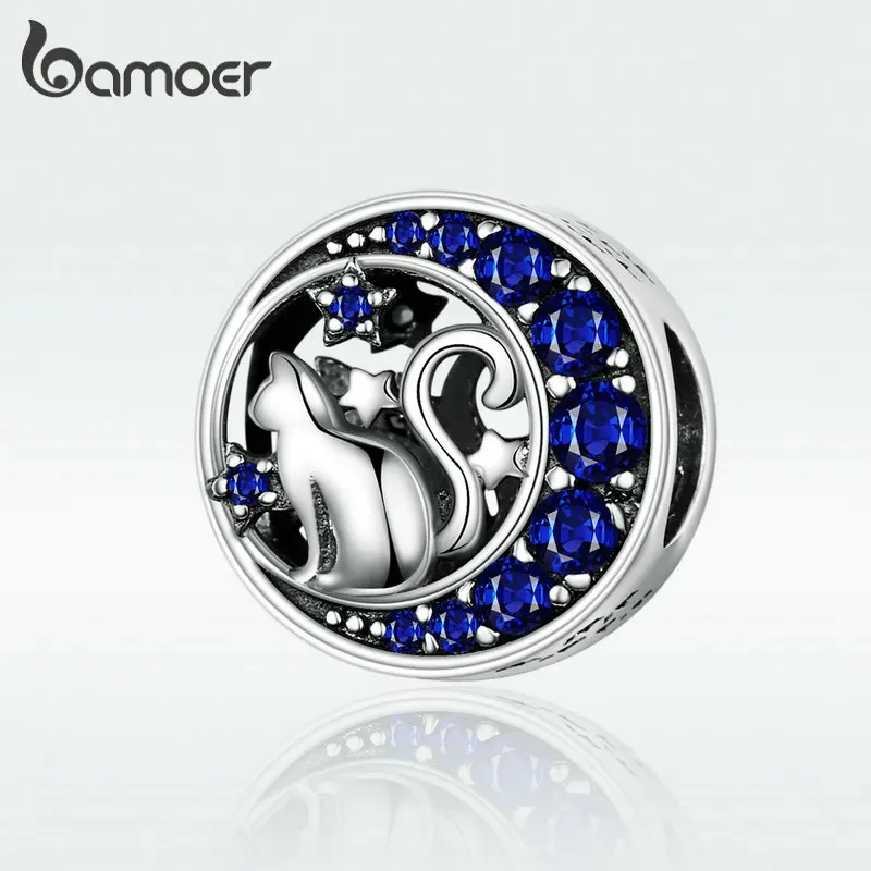 Bamoer 925 prata esterlina lua charme estrela berloque gato viagem dreamcatcher grânulo bonito original para mulheres diariamente jóias finas presentes