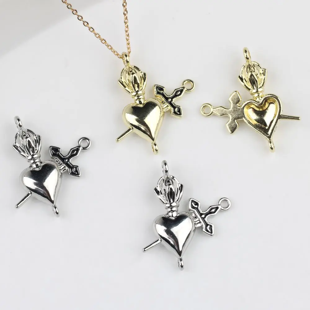 

10 шт./лот, минималистичный сплав, масляная капля, меч, сердце, двойной кулон, DIY ювелирный разъем для изготовления браслетов и ожерелья