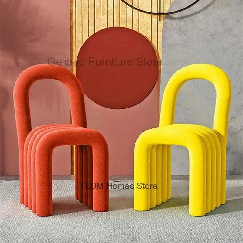 

Nordic Fashion Dinning Chair for Kitchen Light Luxury Back Chairs Minimalist Makeup Stool Modern Creative Bedroom Dresser Chair