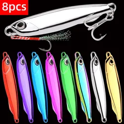 8pcs Metal Cast Jig Spoon 10g 15g 20g 30g 40g 60g 80g Lures with Hook Casting Jigging Fish Sea Bass Fishing Lure Artificial Bait