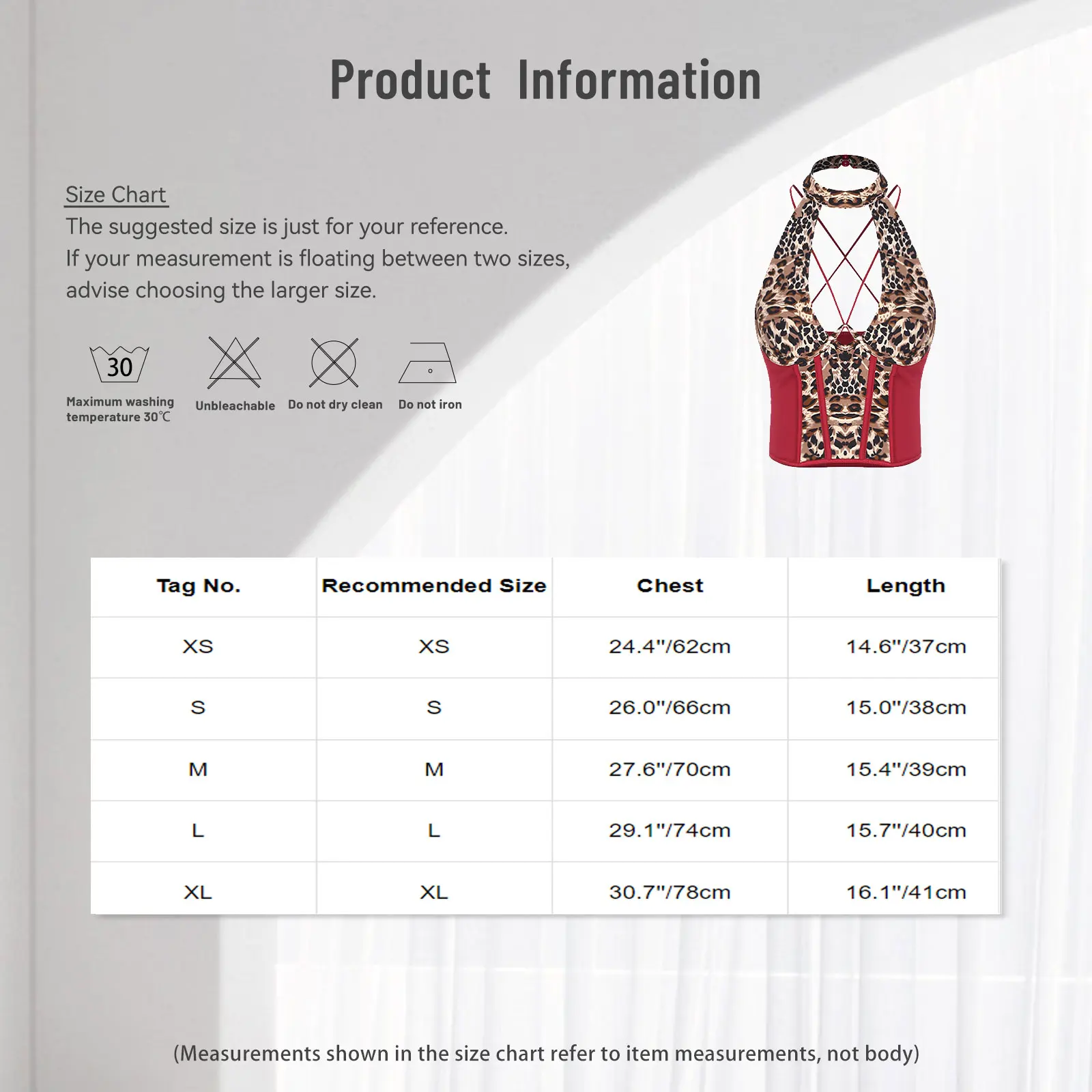 

Sexy Women Leopard Hollow Out Cropped Tank Top Party Raves Halter Backless Push Up Underwire Boned Corset Crop Top for Club