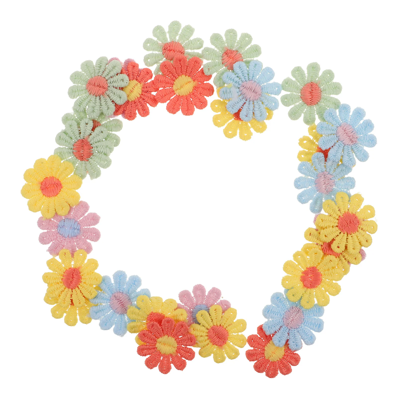 

30 PCS The Flowers Small Daisy Embroidered Cloth Stickers Hair Clips Polyester and Cotton Cute Sew Appliques