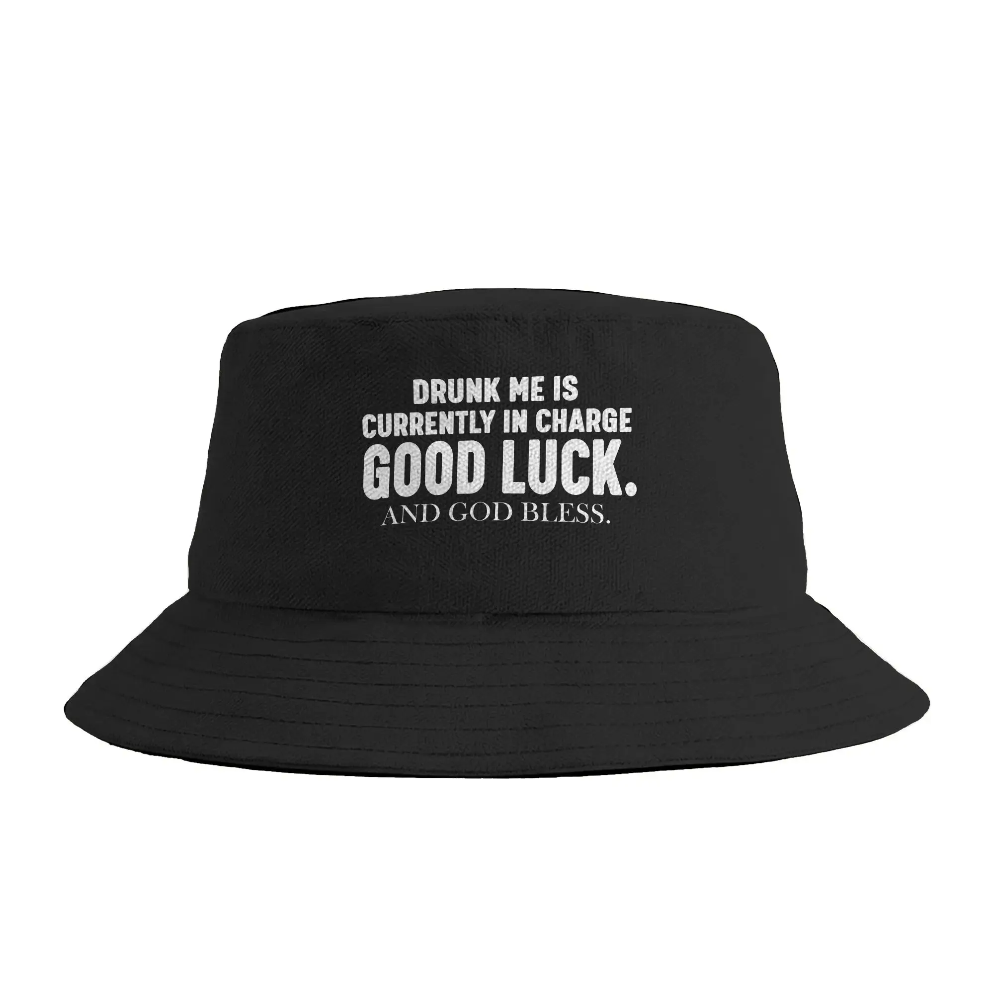 Drunk Me is Currently in Charge Funny Drinking Humor Bucket Hat  Streetwear Fisherman Caps For Unisex Funny Sunscreen Hats