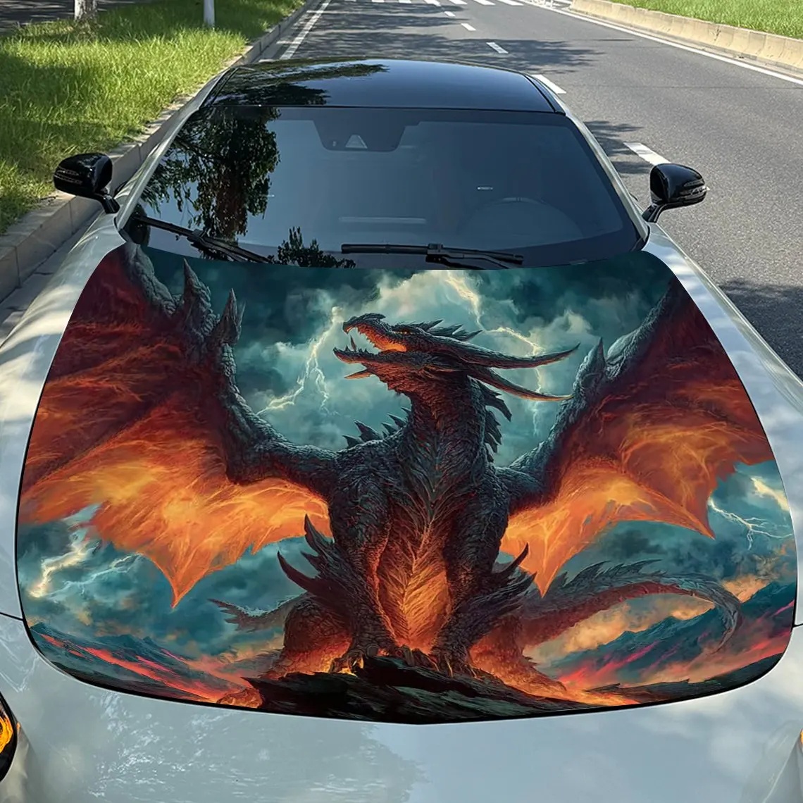 

Виниловая наклейка The Evil Dragon On The Mountain Peak — универсальная бумажная пленка на капот автомобиля, автомобильная наклейка на внешний капот