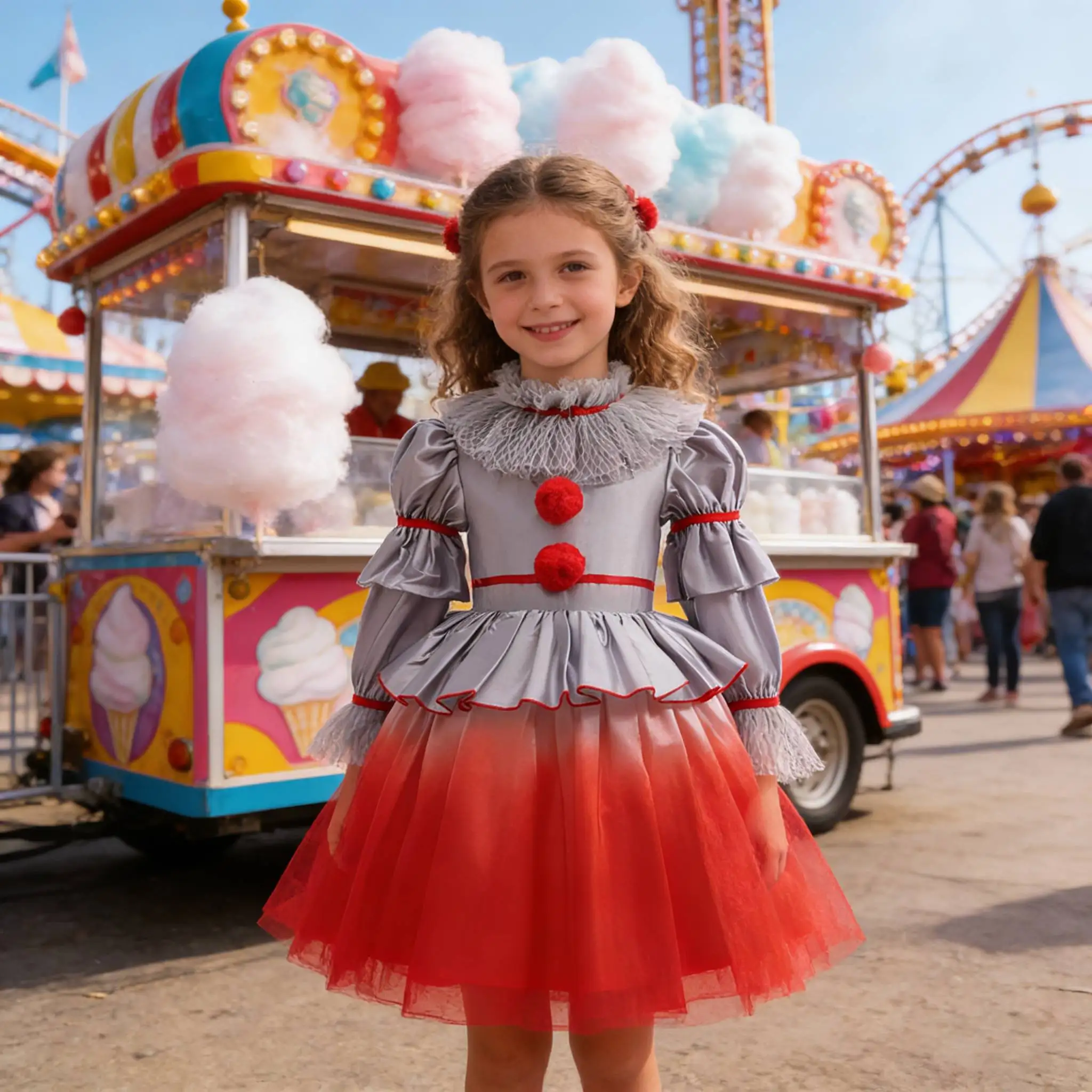 Scary Clown Dress For Girls COS Terror Movie Kids Clothing 3 4 6 7 8years Girls Halloween Carnival Masquerade Horro Theme Party