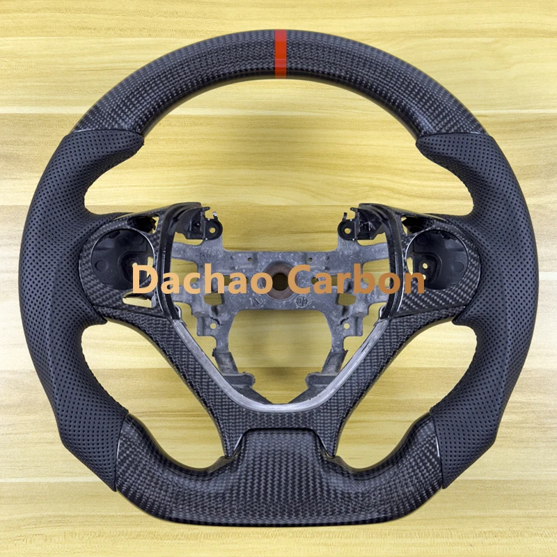 

Руль из настоящего углеродного волокна для Honda Civic 2012 2013 2014 2015 2016 9-го поколения, высококачественная кожа, индивидуальный стиль