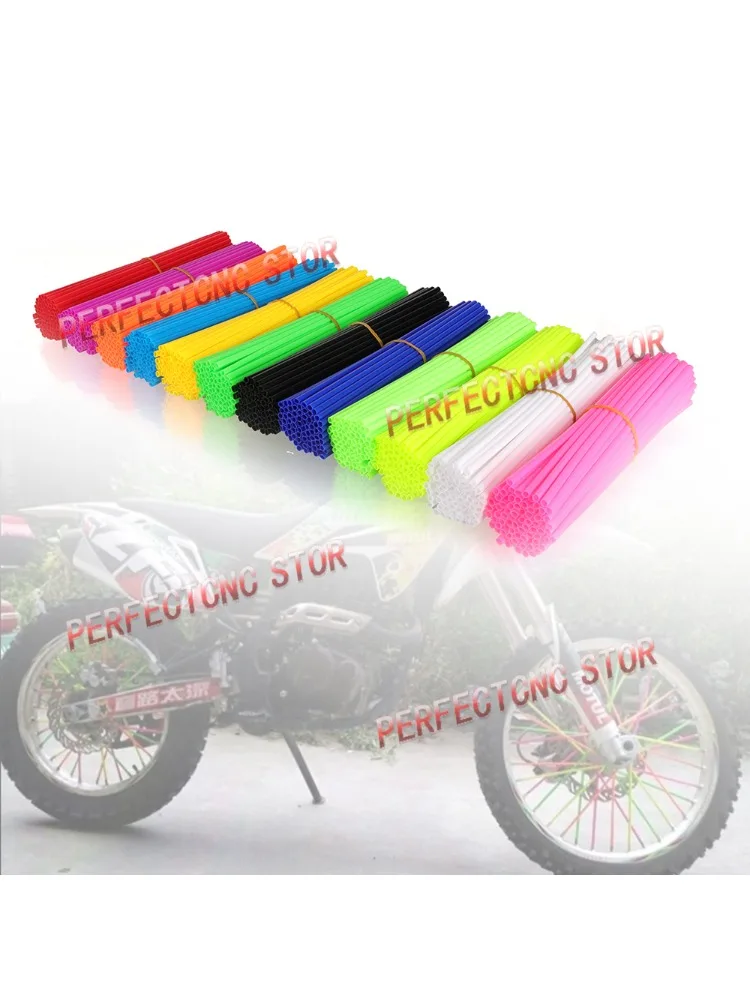 AliExpress 72PCS 24cm Universal Dirt Bike Spoke Covers Motorcycle Wheel Rim Spoke Wrap Kit Skins Protector Cover For Motocross Bicycle Bike