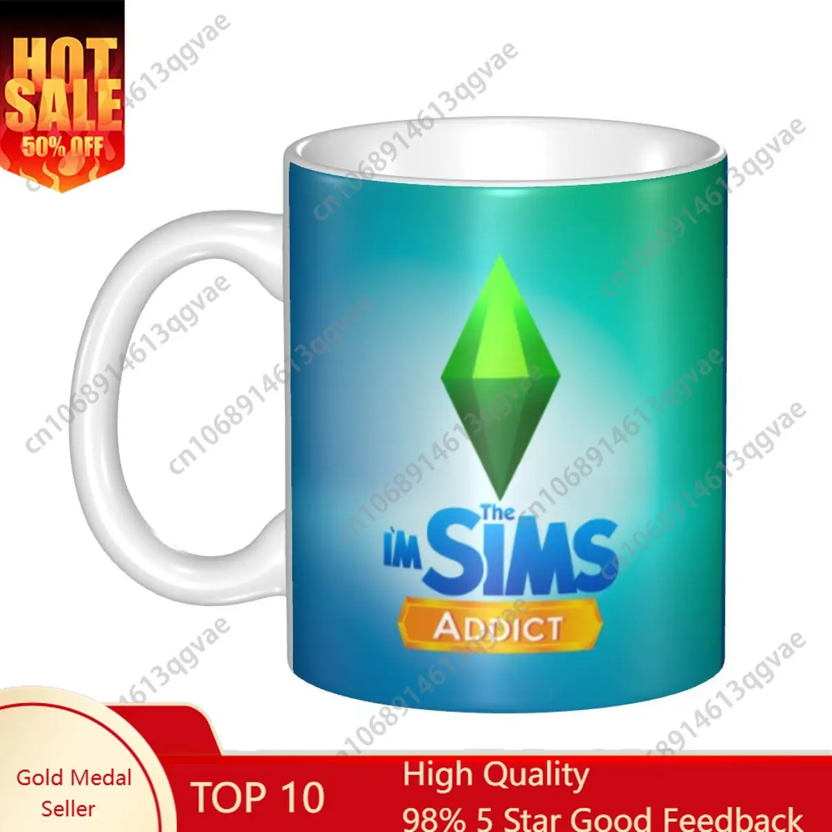 

DIY Video Game The Sims Plumbob Ceramic Mugs Custom Coffee Cups Creative Gift