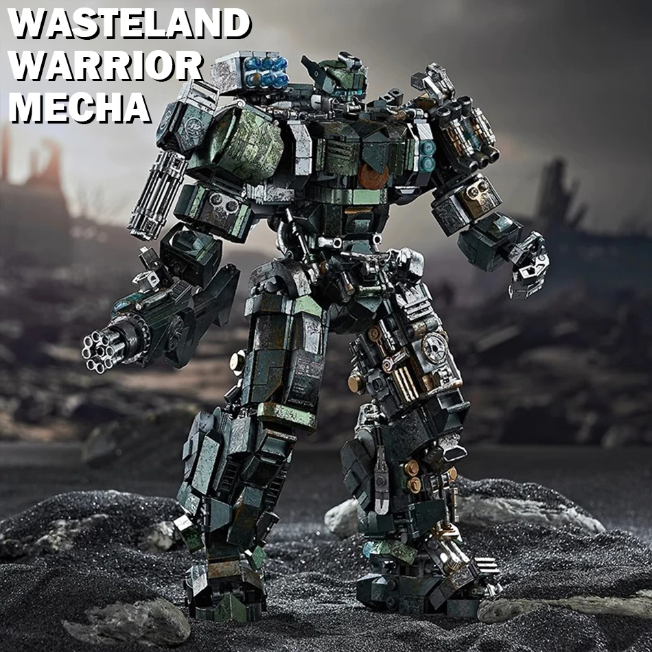 MOC Technical Wasteland Style Warrior Mecha Building Blocks Mechanical Armor Robot Figures Bricks Toy Ornaments Kids Adults Gift