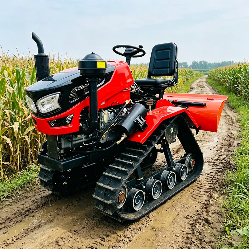 Customized 35HP Crawler Tractor, High-Power Plowing Machine, Upgraded Multifunctional Rotary Tiller & Mini-Tiller