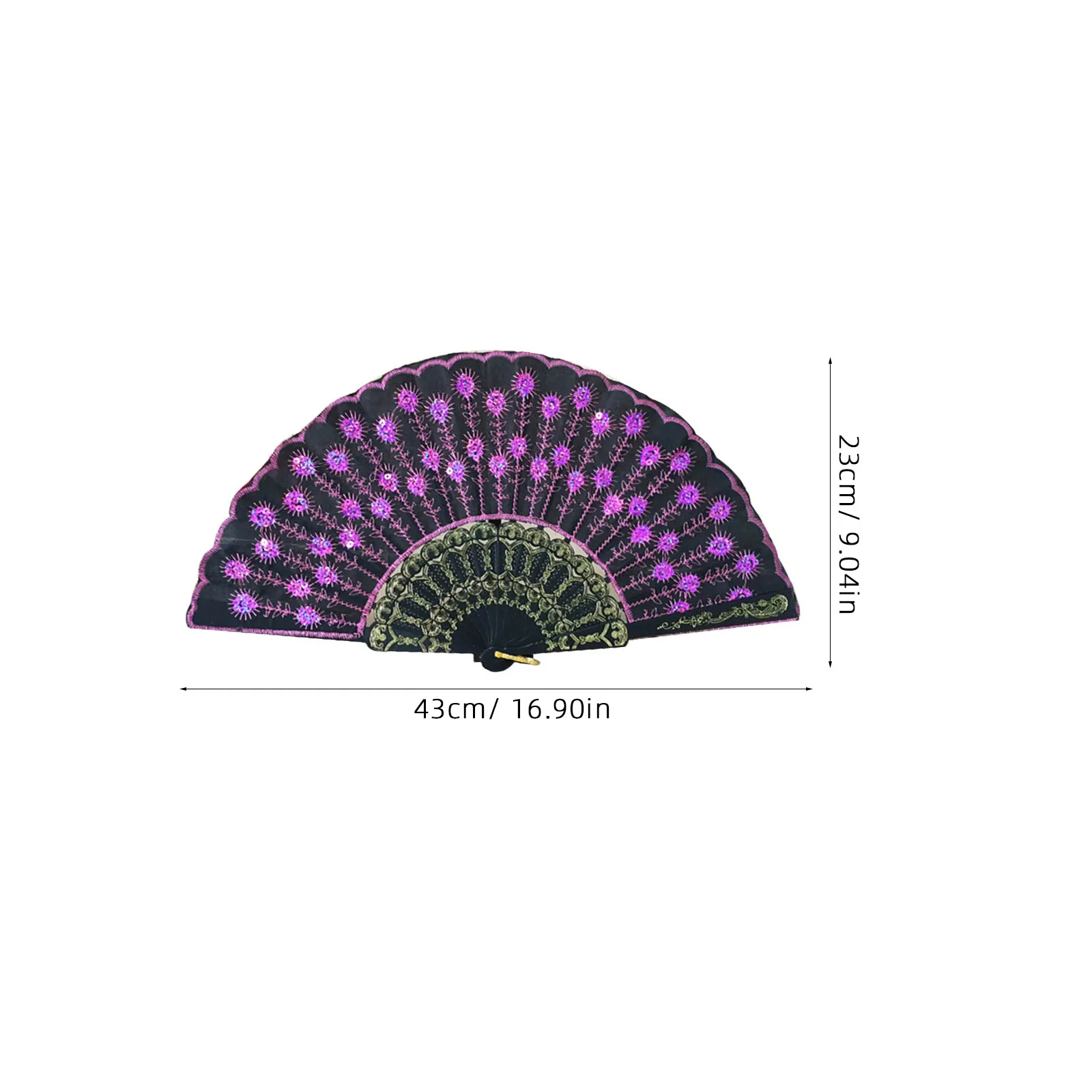 

Handmade Wing Fan Peacock Sequin Folding Fan For Women Dance Performance Stage Portable Summer Accessory