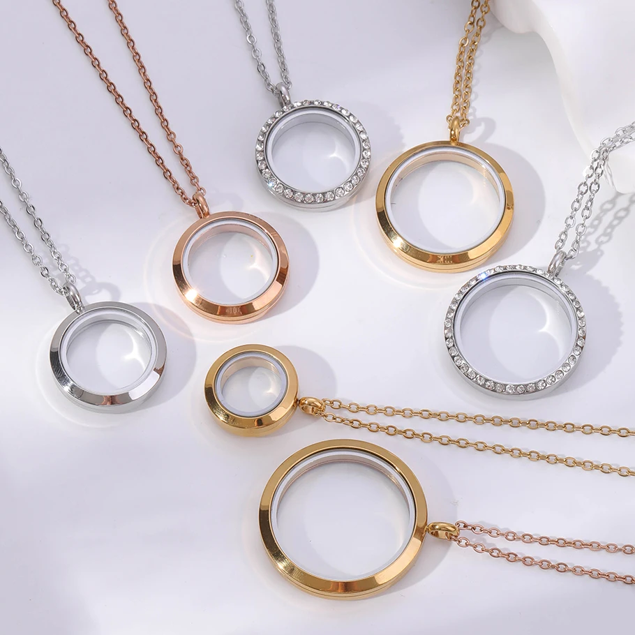 1Pc Glass Coin Bezel Locket Pendant Necklaces For Cremation Ashes No Fade Floating Keepsake Memory Relicario Collares Jewelry