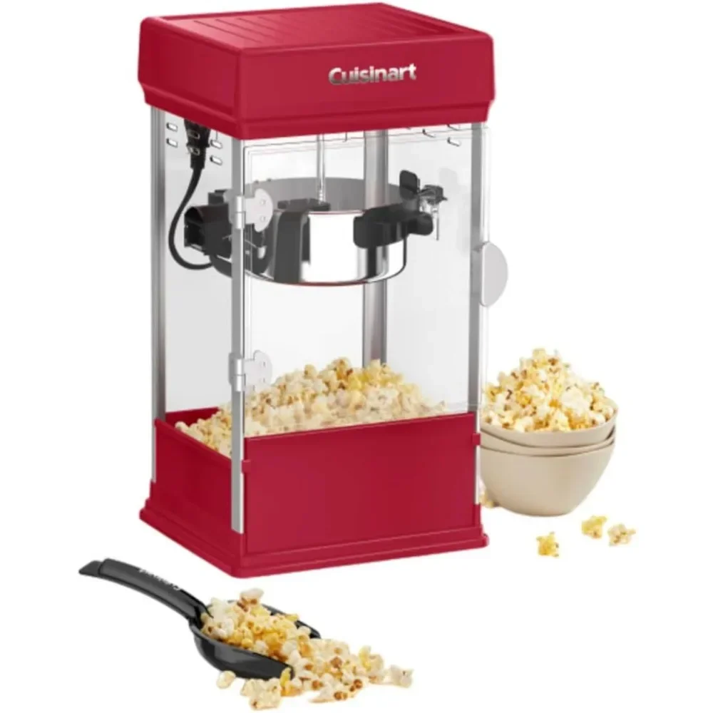 

16 cup capacity popcorn machine without heating time, equipped with popcorn spoon, core measuring cup, and oil measuring spoon