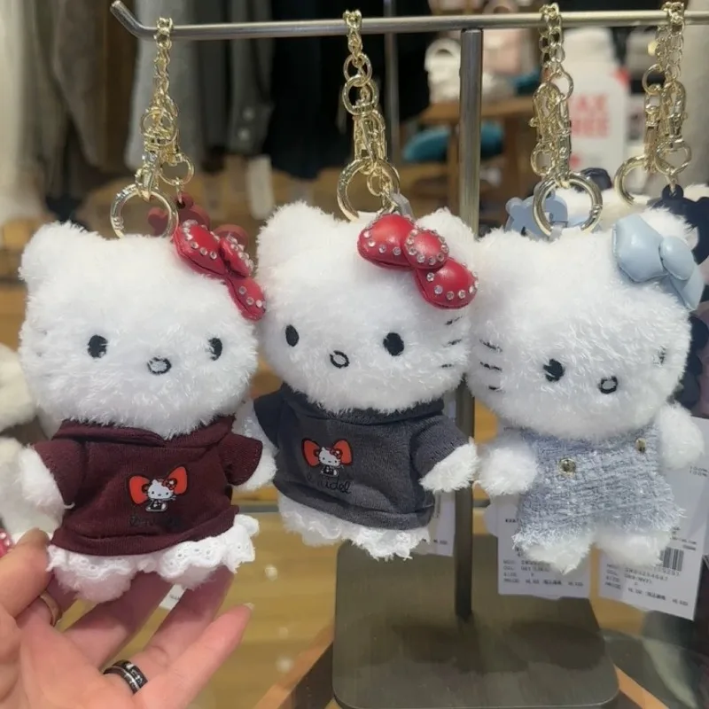 かわいいサンリオパーカードレスハローキティぬいぐるみキーホルダークリエイティブ子猫ぬいぐるみランドセルペンダントおもちゃアクセサリーギフト