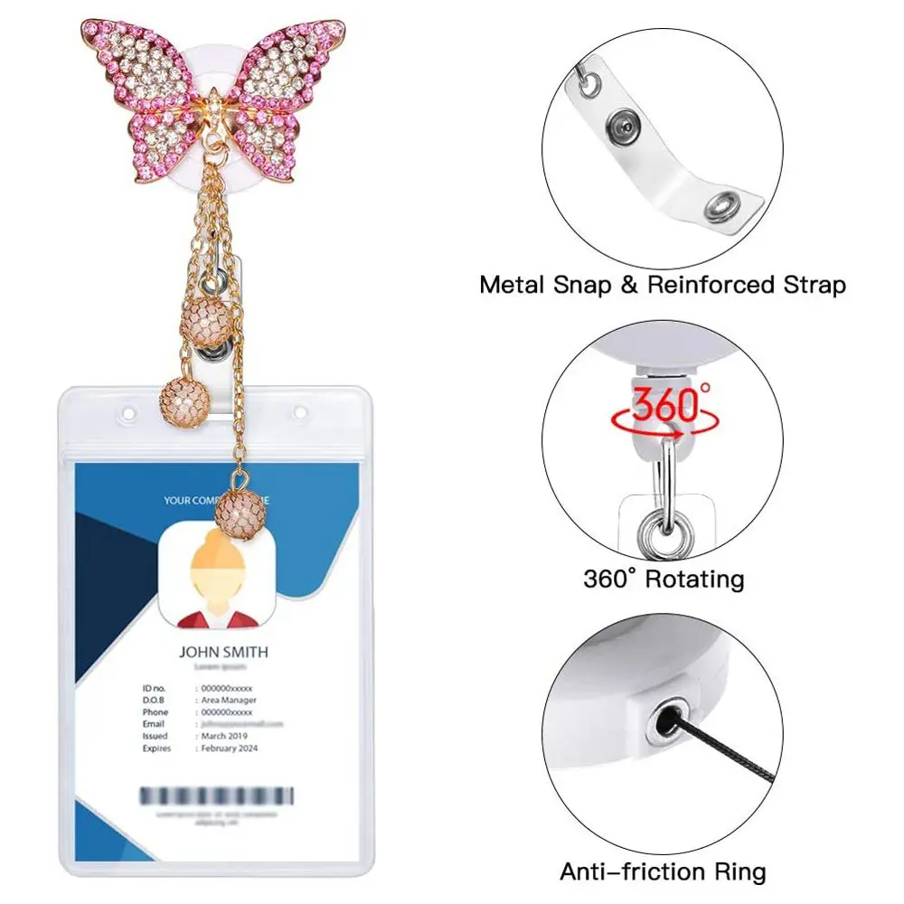 Chest Card Name Card Work Card Clips Crystal ID Card Clips Retractable Badge Reel Nurse Badge Clip Hospital Badge Holder