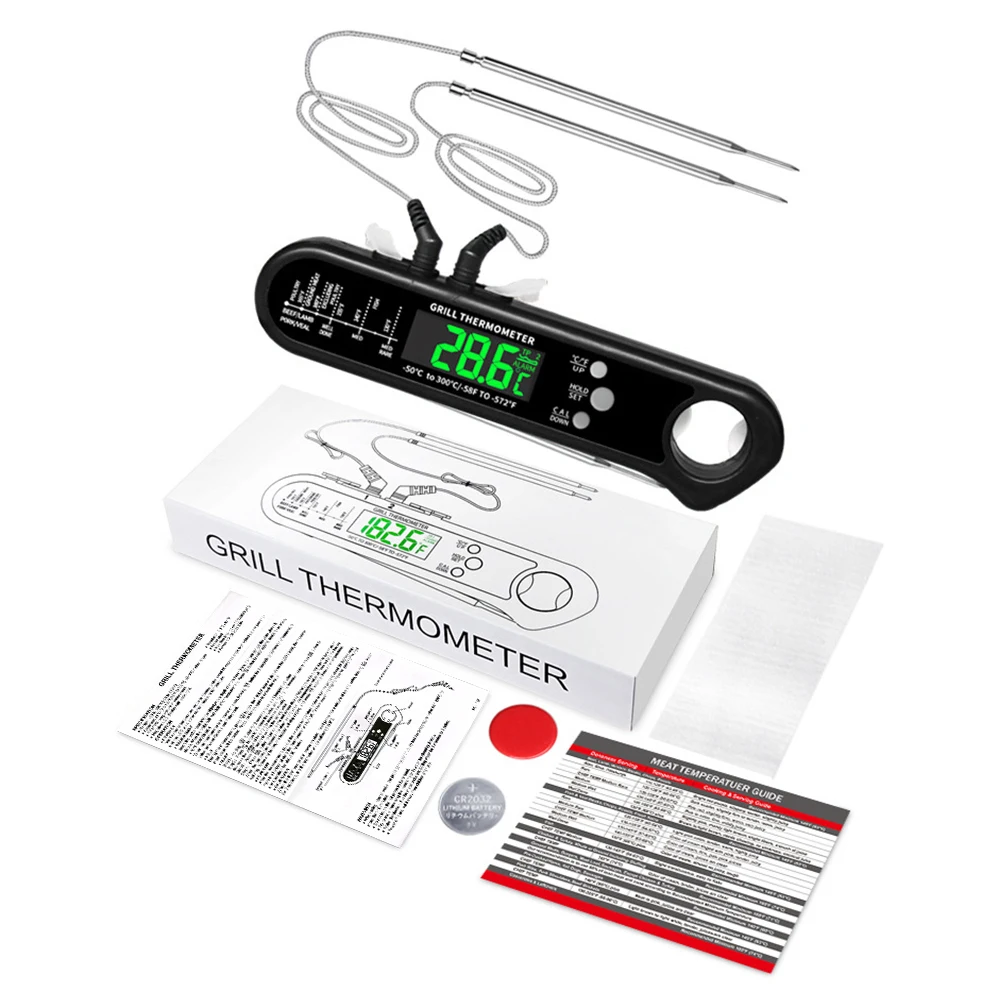 Oven Meat Safe Instant Read 2 in 1 Dual Probe Food Thermometer Digital with Alarm Function for Cooking BBQ Smoking Grilling