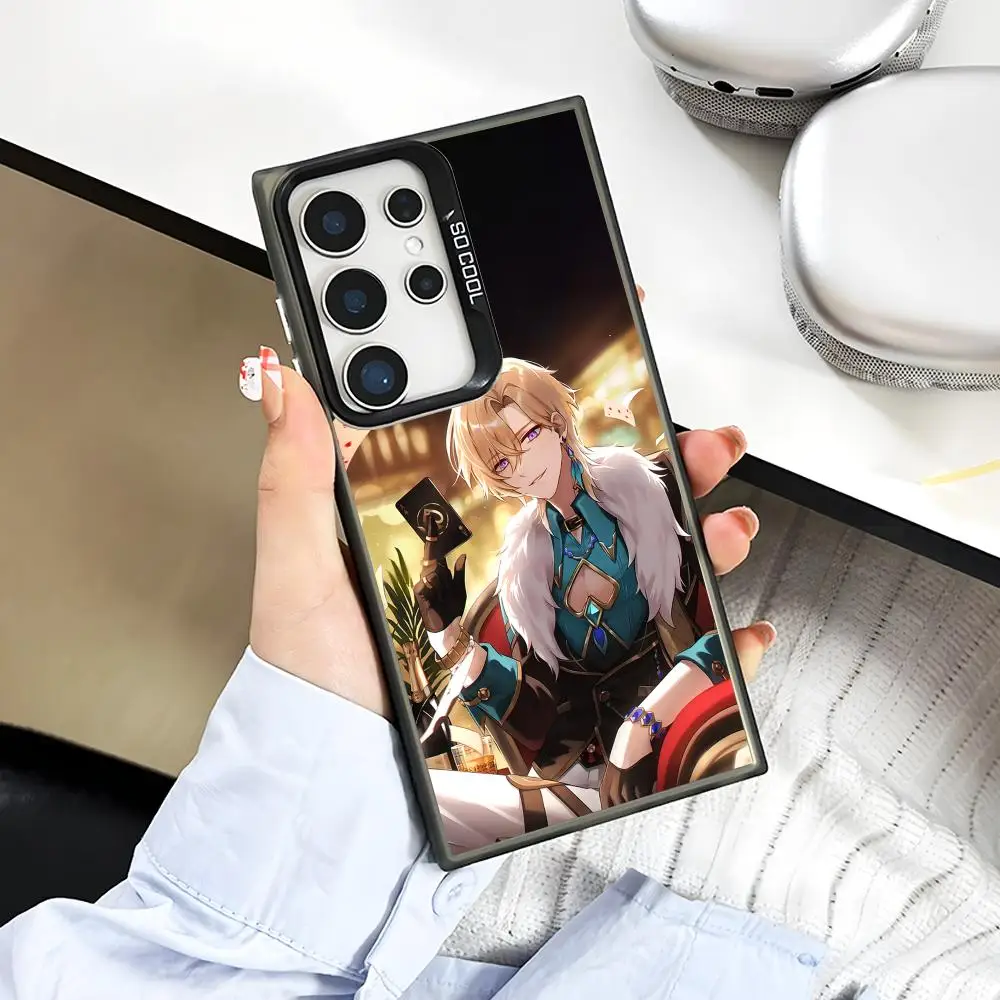 HSR Aventurine Phone Case for Samsung Galaxy S26 S25 S24 S23 S22 S21 S20 Note20 Plus Ultra Colorful Silver Cover