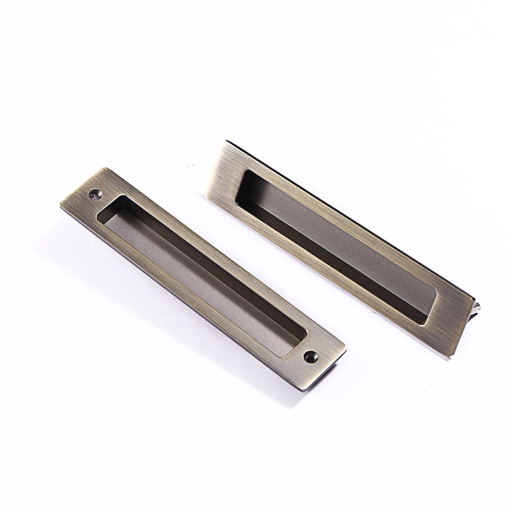 มือจับประตูแบบฝังทรงสี่เหลี่ยม CCJH ขนาด 180*38 มม. สีทองเหลืองโบราณ