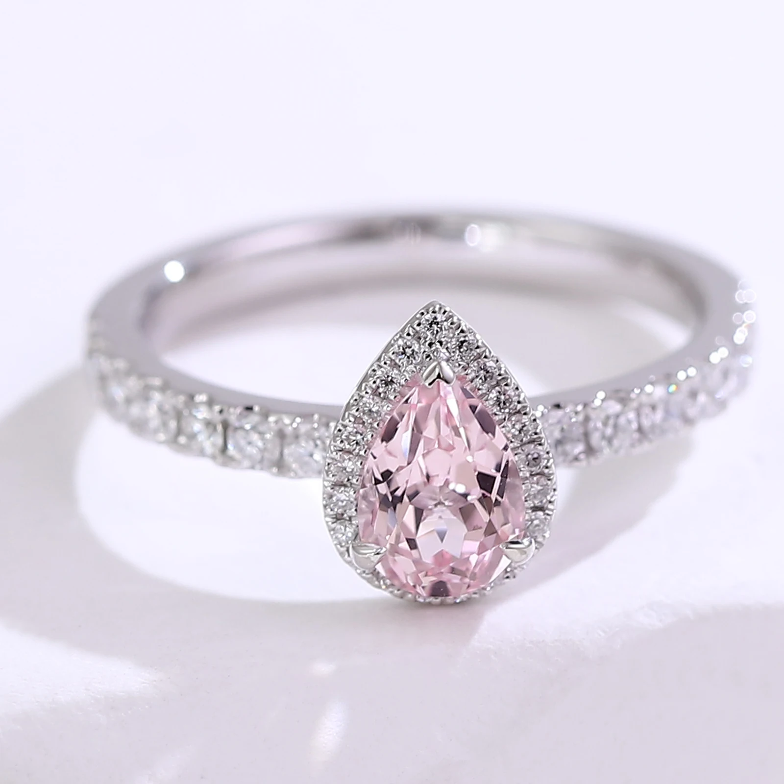 

Provence lab Gemstone Ring 14KGold for Wedding ring pear cut DEF/VS lab diamonds half band Luxury Jewelry for Women girls Custom