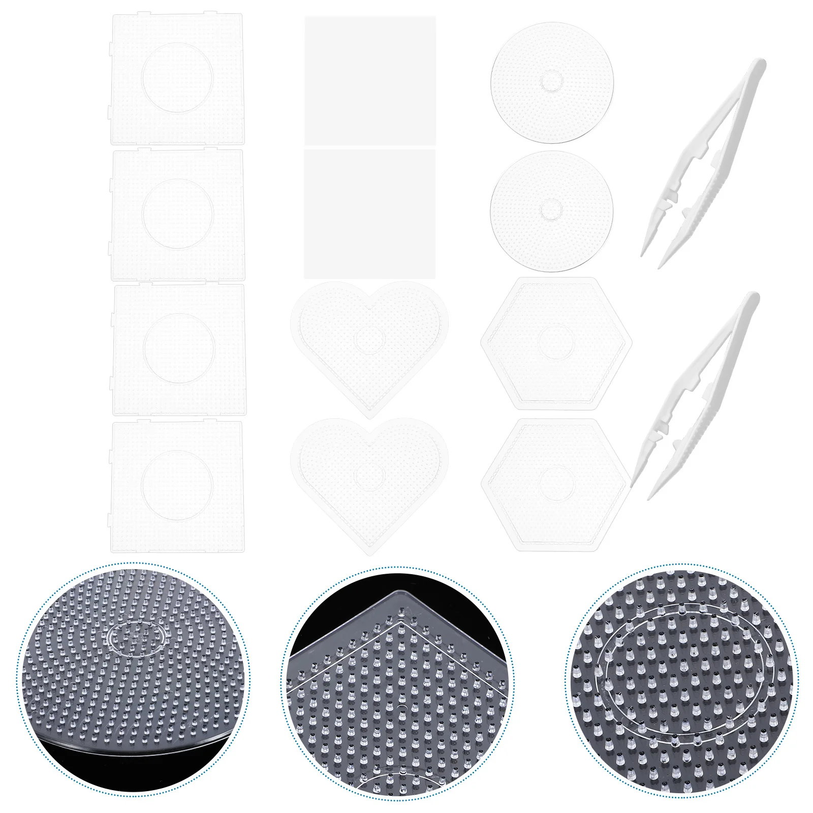 

1Set Large Clear Plastic Pegboards for 5Mm Beads Craft DIY Fuse Beads Boards Interlocking Design Reusable Shaped Board for Kids