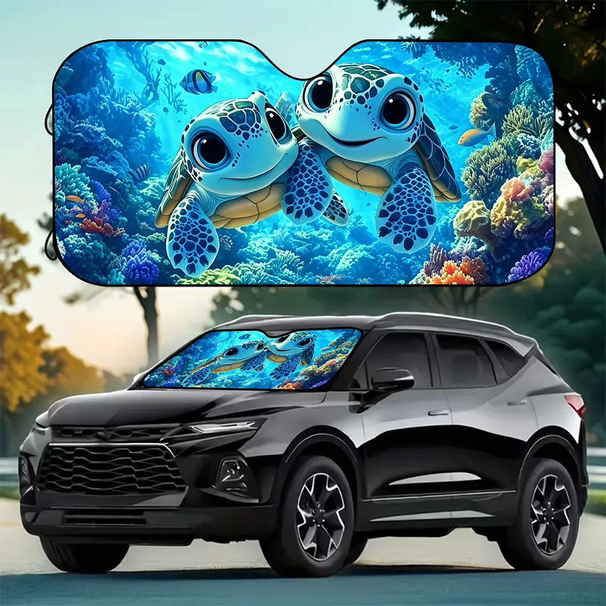 1-piece cute turtle cartoon character Ideal for outdoor picnics and daily commuting Can be used as a sunshield for car windows
