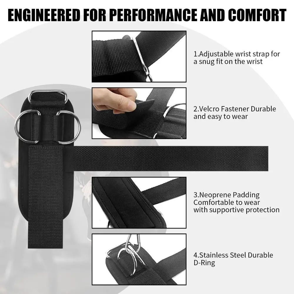 Non Slip Weightlifting Straps Wrap Support Comfortable Gym Wrist Straps With D Ring Hand Grip Pull-up Lifting Straps Men Women