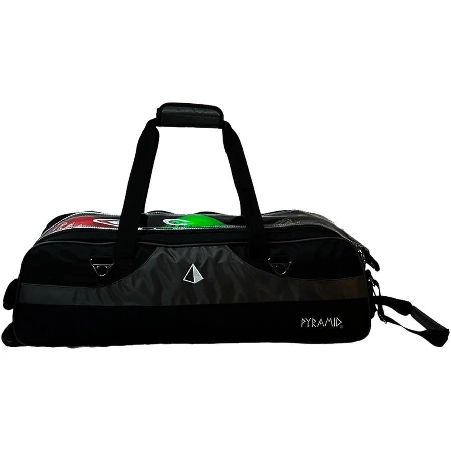 Saco de boliche de rolo triplo fino Pyramid Path com bolsos laterais grandes para acessórios - design leve para viagens ideal para Ai